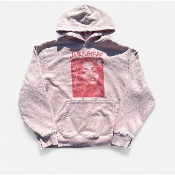 Janet Jackson Pink Fleece Pullover Hoodie Merch Cotton Blend Large - Picture 1 of 3